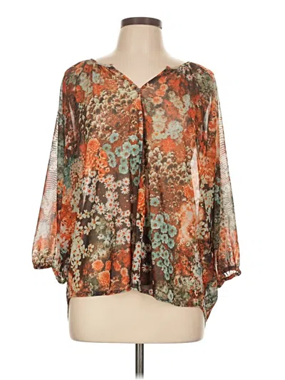 Pre-owned Mystree 3/4 Sleeve Blouse In Brown