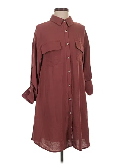 Pre-owned Mystree 3/4 Sleeve Button Down Shirt In Burgundy