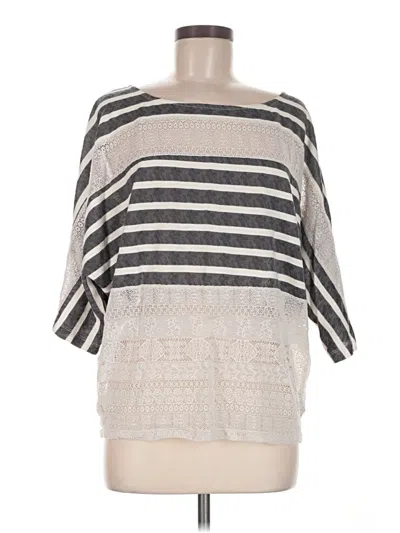 Pre-owned Mystree 3/4 Sleeve Top Gray Boatneck Tops
