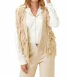Mystree All For Love Knitted Fringe Sweater Vest In Almond In Gold
