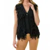 Mystree All For Love Knitted Fringe Sweater Vest In Black In Black