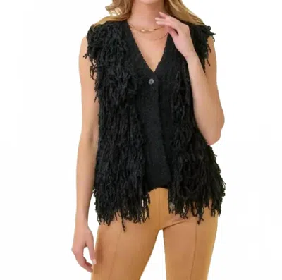Mystree All For Love Knitted Fringe Sweater Vest In Black