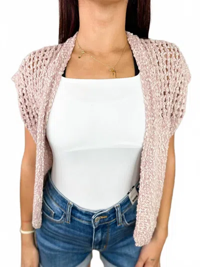 Mystree Always Lush Cotton Blend Short Sleeve Cardigan In Pink