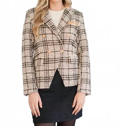 Mystree Antoinette Sparkle Tweed Blazer In Beige In Brown