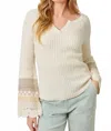 Mystree Astray Henley Top In Ivory In Neutral