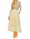Mystree Asymmetrical Tiered Ruffle Tulle Skirt In Ivory In White