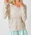 Mystree Chevron Hoodie Sweater In Multi Color In White