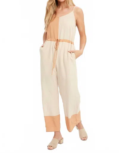 Mystree Block It Out Jumpsuit In Oatmeal In Multi
