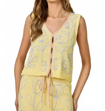 Mystree Bloom Knit Vest In Lemon In Yellow