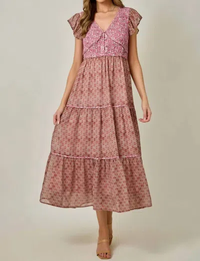 Mystree Blushing Bloom Dress In Raspberry In Pink