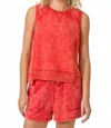 Mystree Bowie Sleeveless Terry Top In Washed Brick In Red