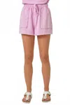 Mystree Bowie Terry Shorts In Washed Lilac In Purple