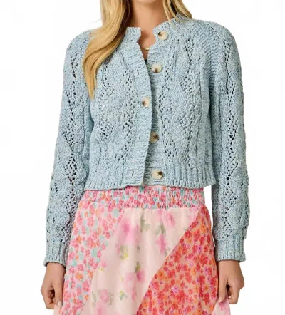 Mystree Brooklyn Cable Knit Cardigan In Blue Multi