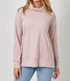 Mystree Brushed Knit Turtleneck Sweatshirt In Dusty Rose In Pink