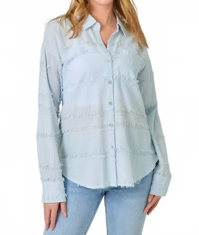 Mystree Button Down Textured Gauze Shirt In Light Blue