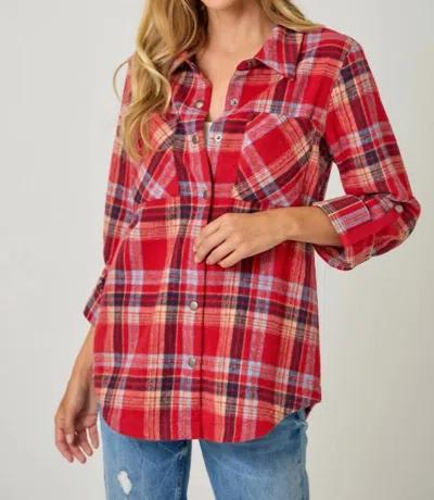 Mystree Cabin Plaid Flannel Shirt In Red