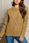 Mystree Cable Knit Fuzzy Sweater In Mustard In Brown