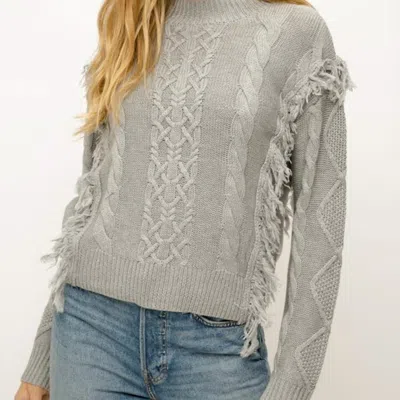 Mystree Cable Knit Sweater In Light Grey