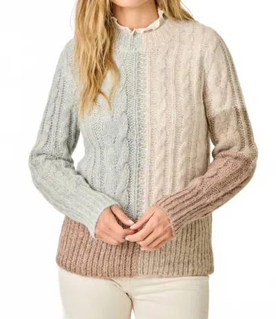 Mystree Color Block Cable Knit Sweater In Oatmeal/mauve In Multi