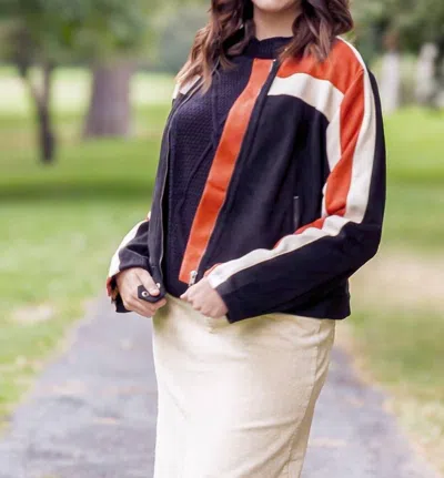Mystree Color Block Jacket In Black