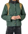 Mystree Color Block Padded Jacket In Hunter Green In Green