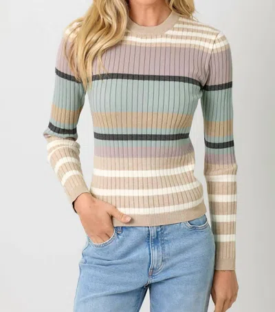 Mystree Color Block Striped Sweater In Ivory/latte In Multi