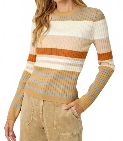 Mystree Color Block Striped Sweater In Mustard/ivory In Multi