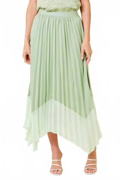 Mystree Colorblock Pleated Skirt In Mint In Green