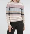 Mystree Colorblock Stripe Pullover Sweater In Ivory/latte