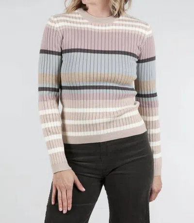 Mystree Colorblock Stripe Pullover Sweater In Ivory/latte