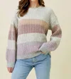 Mystree Colored Block Sweater In Light Grey Multi