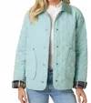 Mystree Contrast Quilted Jacket In Soft Blue In Blue