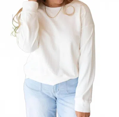 Mystree Cozy Comfort Washed Terry Top In White