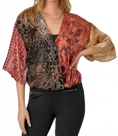Mystree Crimson Luxe Cropped Blouse In Burgundy Red In Multi