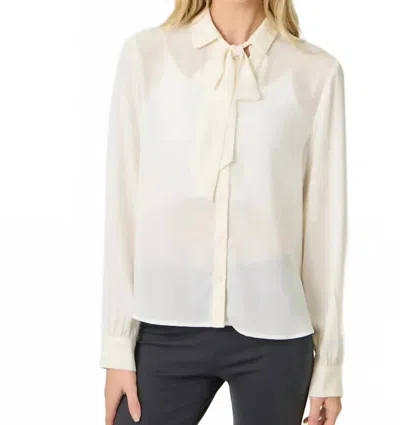 Mystree Diana Detachable Tie Neck Blouse In Off White In Neutral