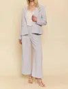Mystree Double Buttoned Blazer & Wide Leg Pants Set In Lilac Grey