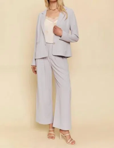 Mystree Double Buttoned Blazer & Wide Leg Pants Set In Lilac Grey
