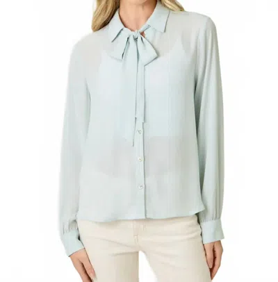 Mystree Effortless Tie-neck Blouse In Pale Blue