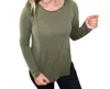 MYSTREE ELLA LONG SLEEVE ROUND NECK MODAL TOP IN OLIVE