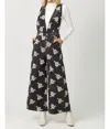 Mystree Embroidered Corduroy Jumpsuit In Charcoal In Pink