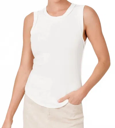 Mystree Exposed Seaming Ribbed Tank Top In Off White