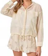 Mystree Eyelet Hoodie Jacket In Beige In Neutral