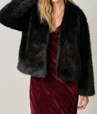 Mystree Faux Fur Open Jacket In Black