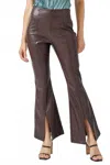 Mystree Flare Leather Pants In Coffee In Brown