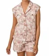 Mystree Floral Button Up Camp Shirt In Pink In Gray