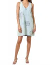 Mystree Floral Denim Dress In Washed Blue In Blue