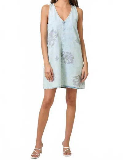 Mystree Floral Denim Dress In Washed Blue
