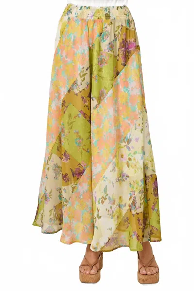 Mystree Floral Mix Print Maxi Skirt In Citron In Multi
