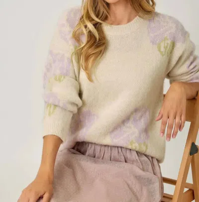 Mystree Floral Pullover Sweater In Ivory Gorgeous In Multi