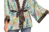 Mystree Floral Tie Kimono In Blue/green In Multi